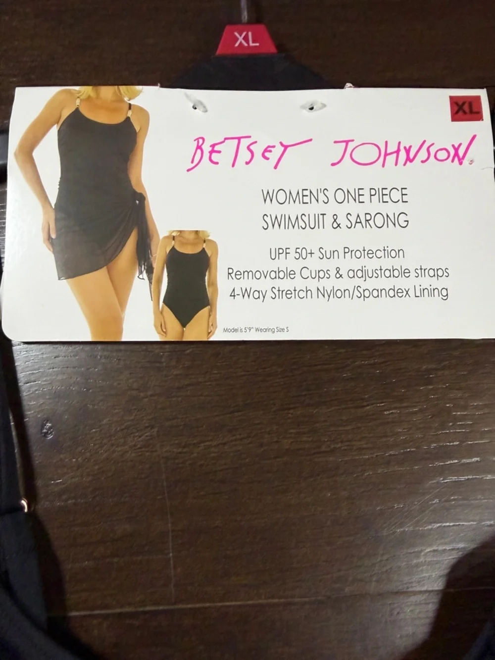 NWT Betsey Johnson Black One Piece Swimsuit XL Resort Glam Beaded